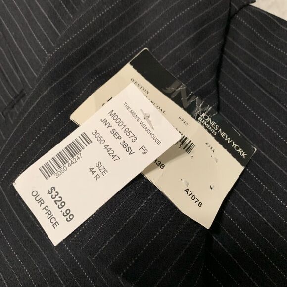 New Jones New York Elements Mens Charcoal Wool‎ Blazer Size 44R Striped Jacket - Picture 3 of 9